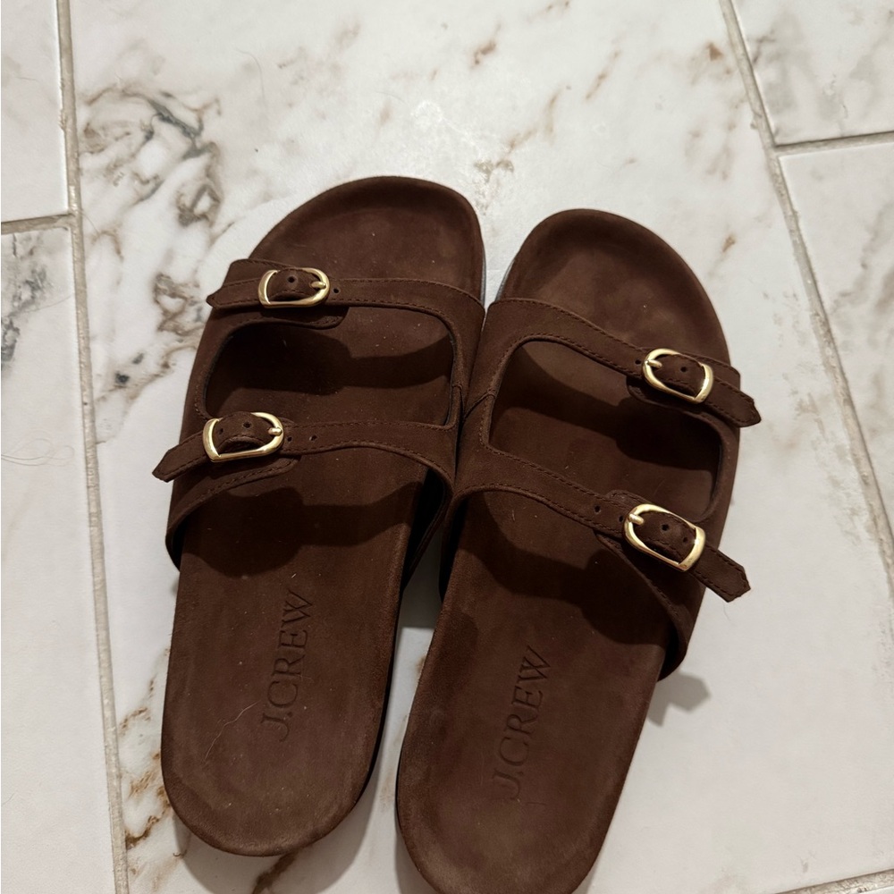 J. Crew Chocolate Brown Suede Colbie buckle sandals